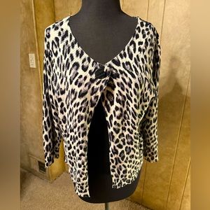 Evie Women’s Leopard print, One-Button Cardigan, Large
